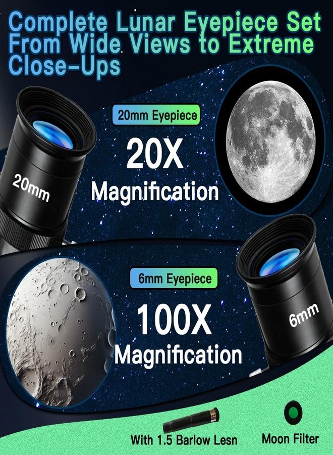 Luzsco Telescope for Kids 50mm 100x Magnification Beginner Telescopio with Tripod, 2 Eyepieces & Finder Scope, STEM Educational Gift for Boys & Girls Ages 6-12, Portable Kids Telescope for Astronomy - Image 2